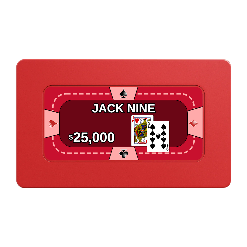 Jack Nine Card Room Rectangular Poker Chip Plaques - Red - Back