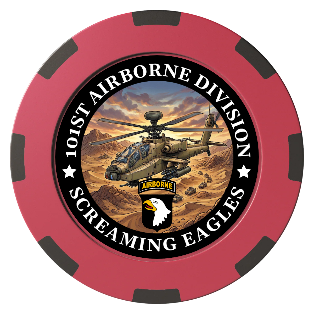 Army Airborne Clay Poker Chips - Red / 8 Spot (2 Tone) / 40mm - Front