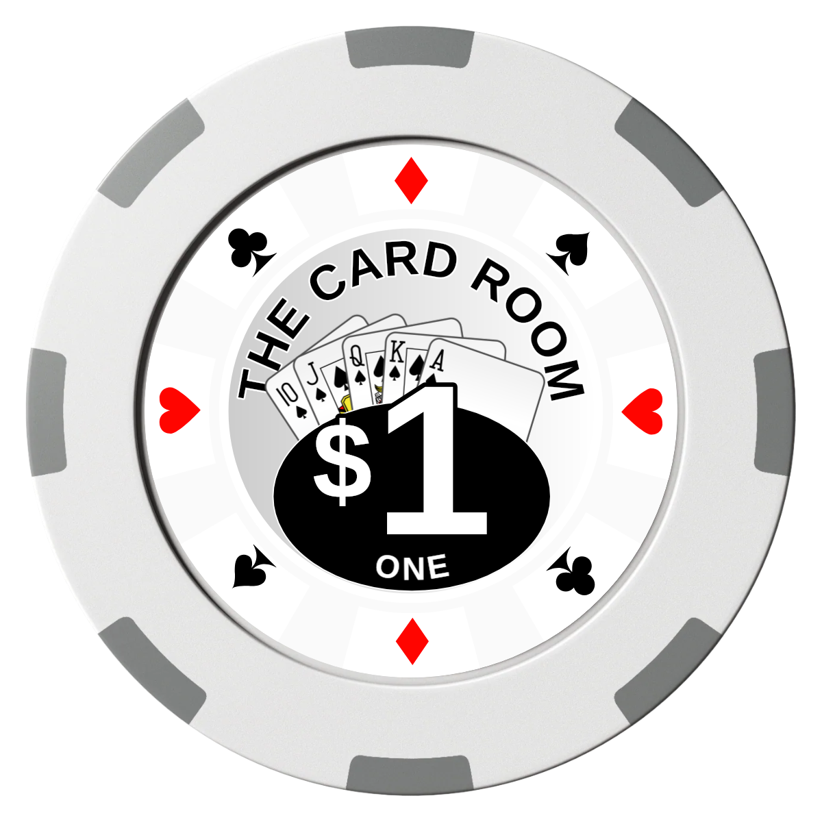 A Suitable Design Clay Poker Chips - White / 8 Spot (2 Tone) / 40mm - Front