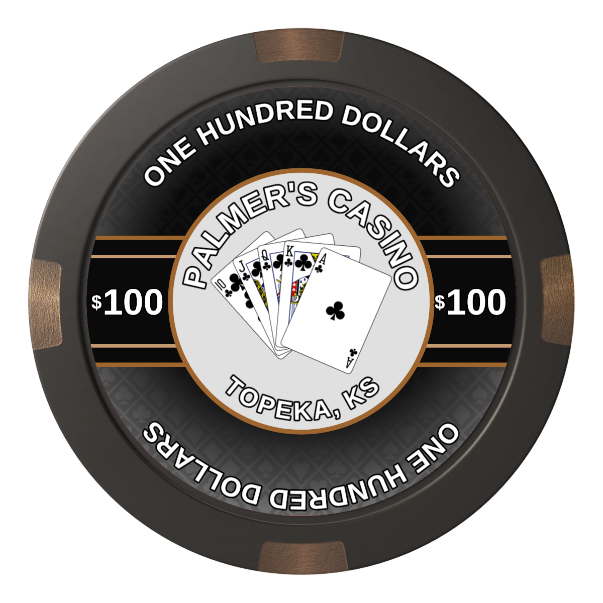 Palmer's Casino Composite & Metal Hybrid Poker Chips - Black - Front