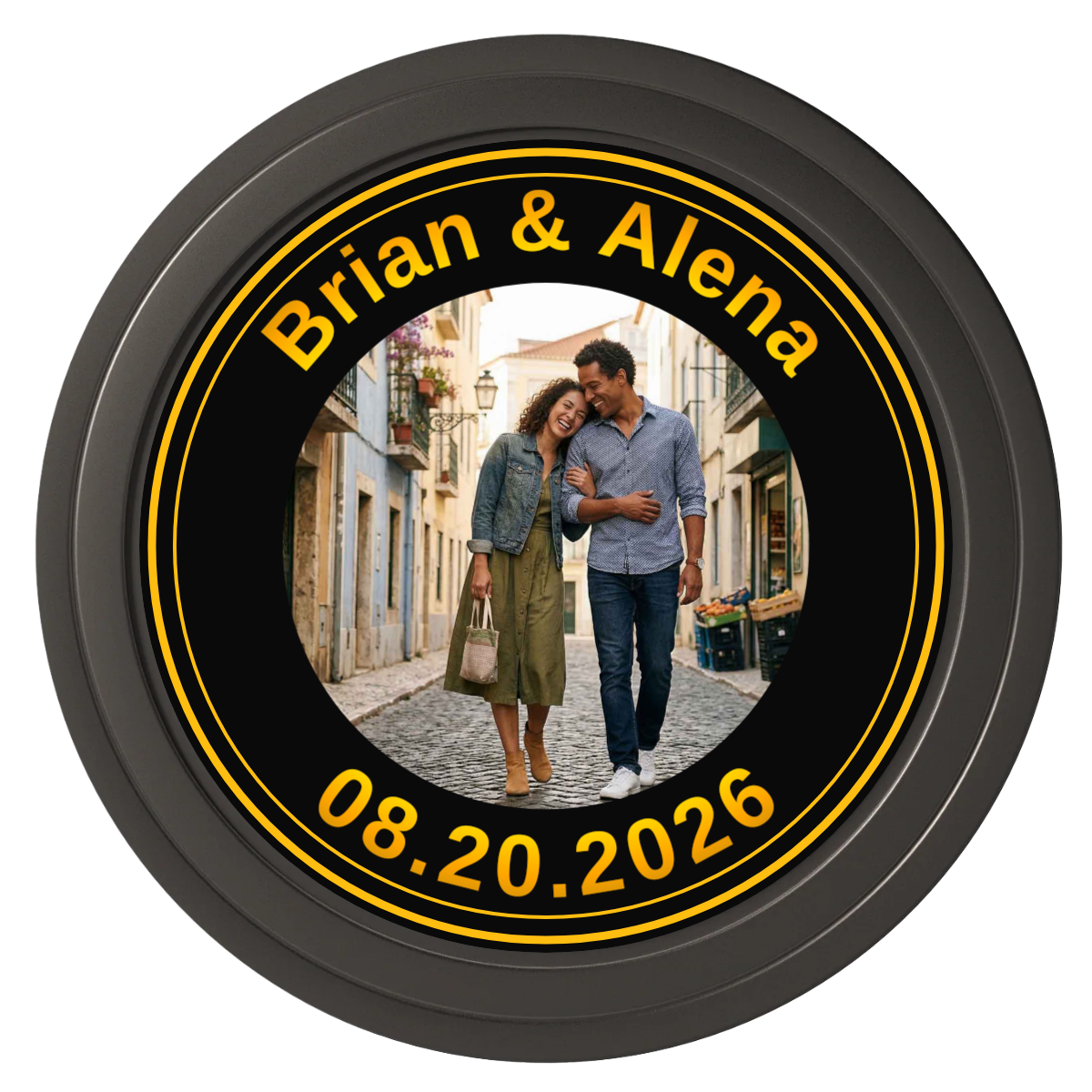 Save the Date Text Composite Poker Chips - Black / Solid - Back