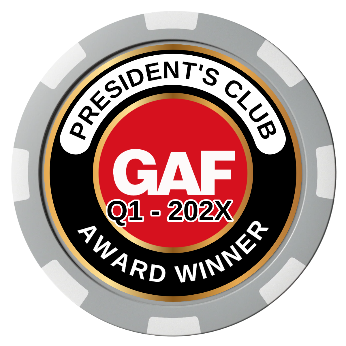 President's Club Composite Poker Chips - Gray / 8 Spot - Front