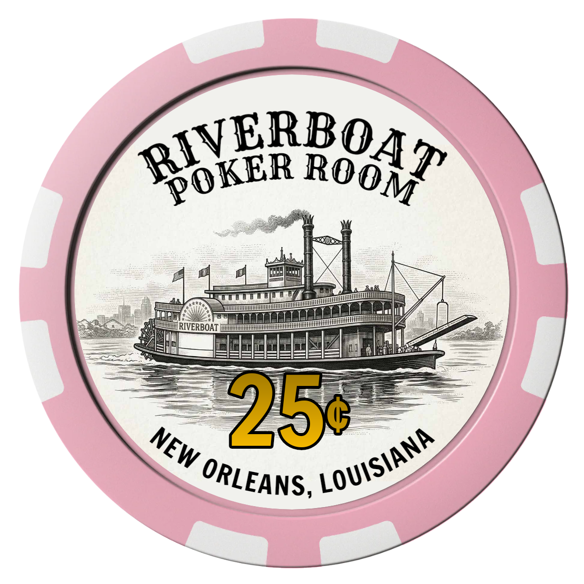 Riverboat Poker Room Composite Poker Chips - Pink / 8 Stripe - Front