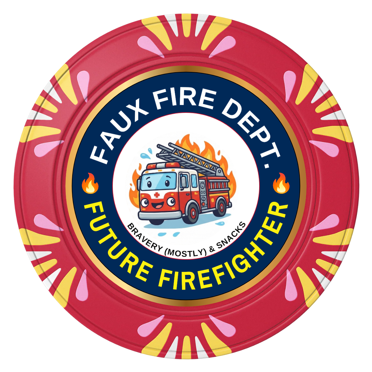 Future Firefighter Clay Poker Chips - Red / Macau / 40mm - Front
