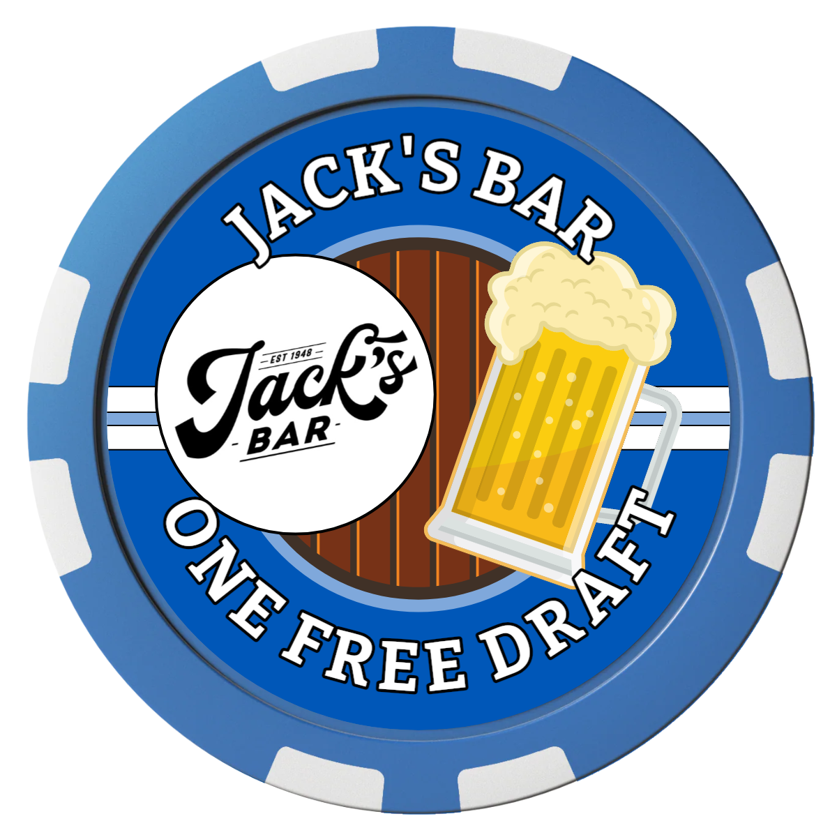 Barnyard Brew Composite Poker Chips - Blue / 8 Stripe - Back