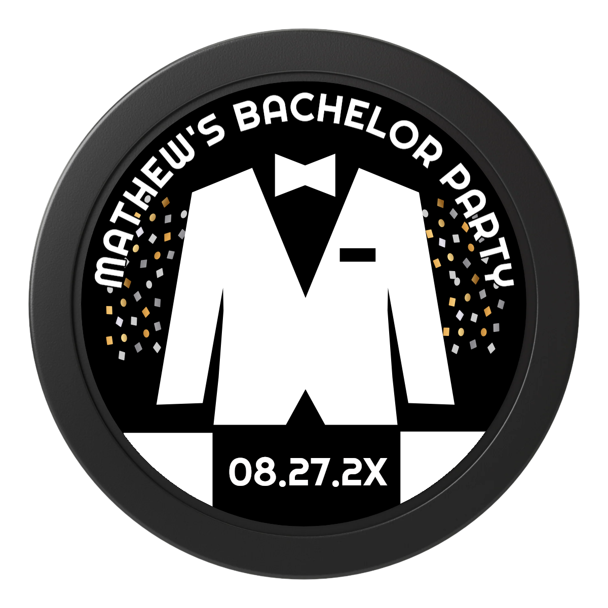 Bachelor No More Bowtie 2" Oversized Poker Chips - Black - Back