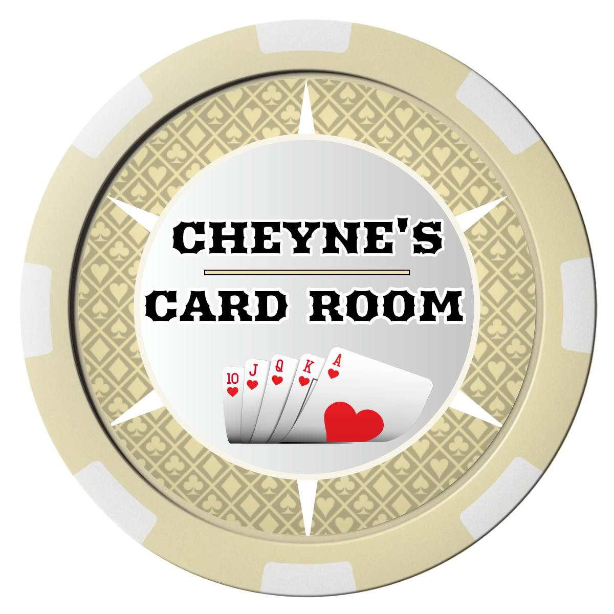 Cheyne's Card Room Composite Poker Chips - Ivory / 8 Spot - Front