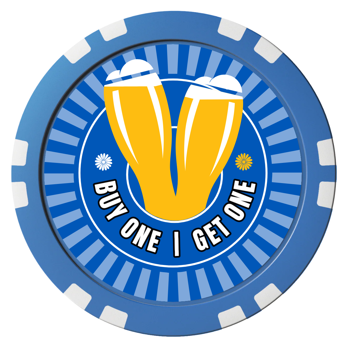 Double Pint Composite Poker Chips - Blue / Double Stripe - Front