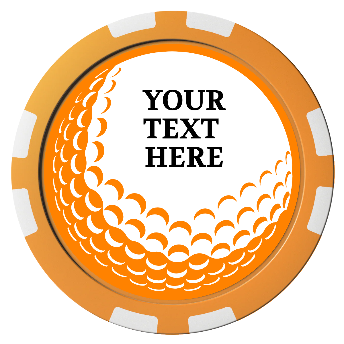 Hole In One Composite Poker Chips - Orange / 8 Stripe - Front