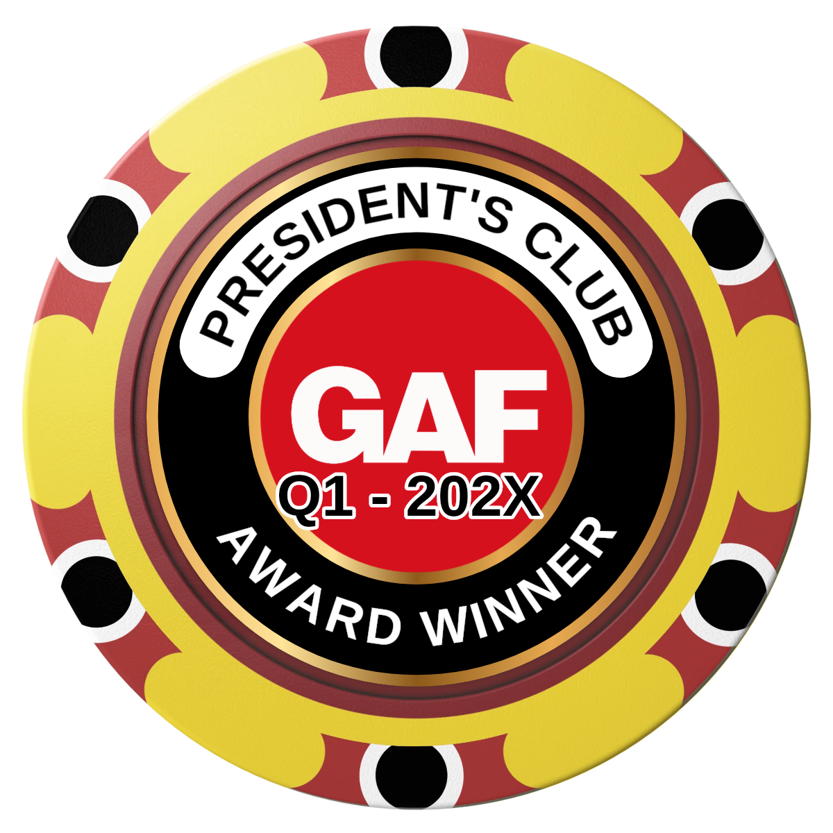 President's Club Clay Poker Chips - Yellow / Monte Carlo / 40mm - Front