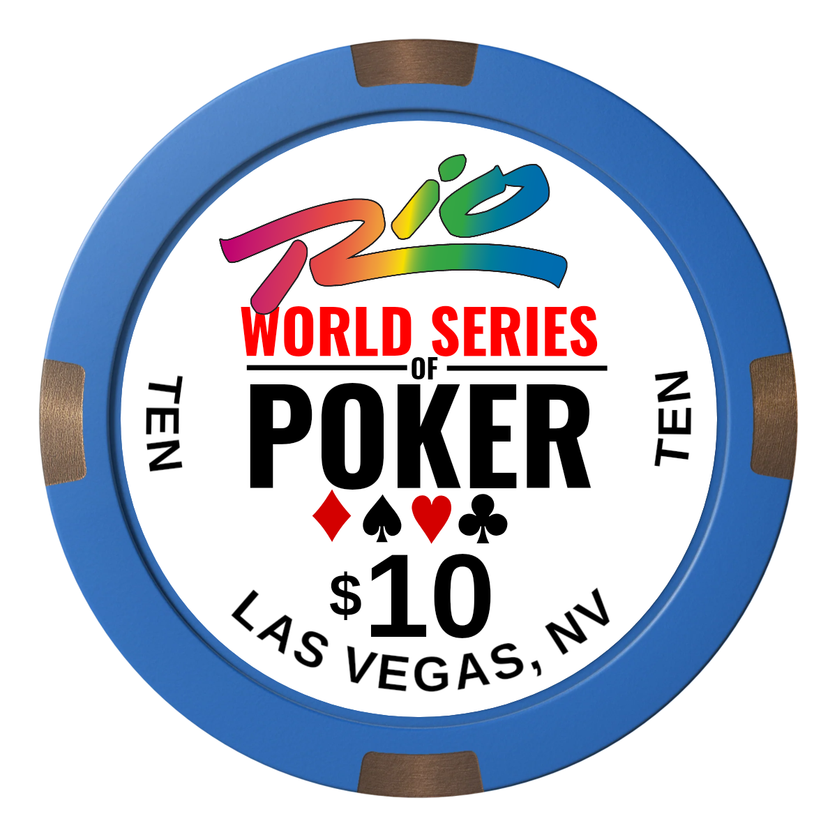WSOP Composite & Metal Hybrid Poker Chips - Blue / 4 Spot - Front