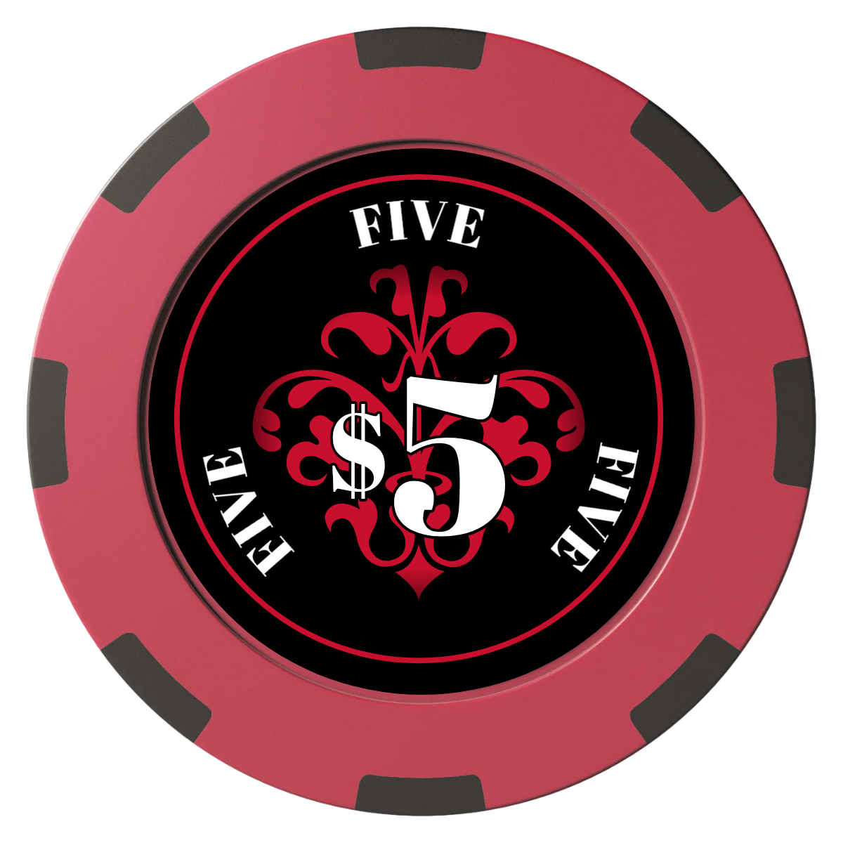 Gothic Revival Clay Poker Chips - Red / 8 Spot (2 Tone) / 40mm - Front