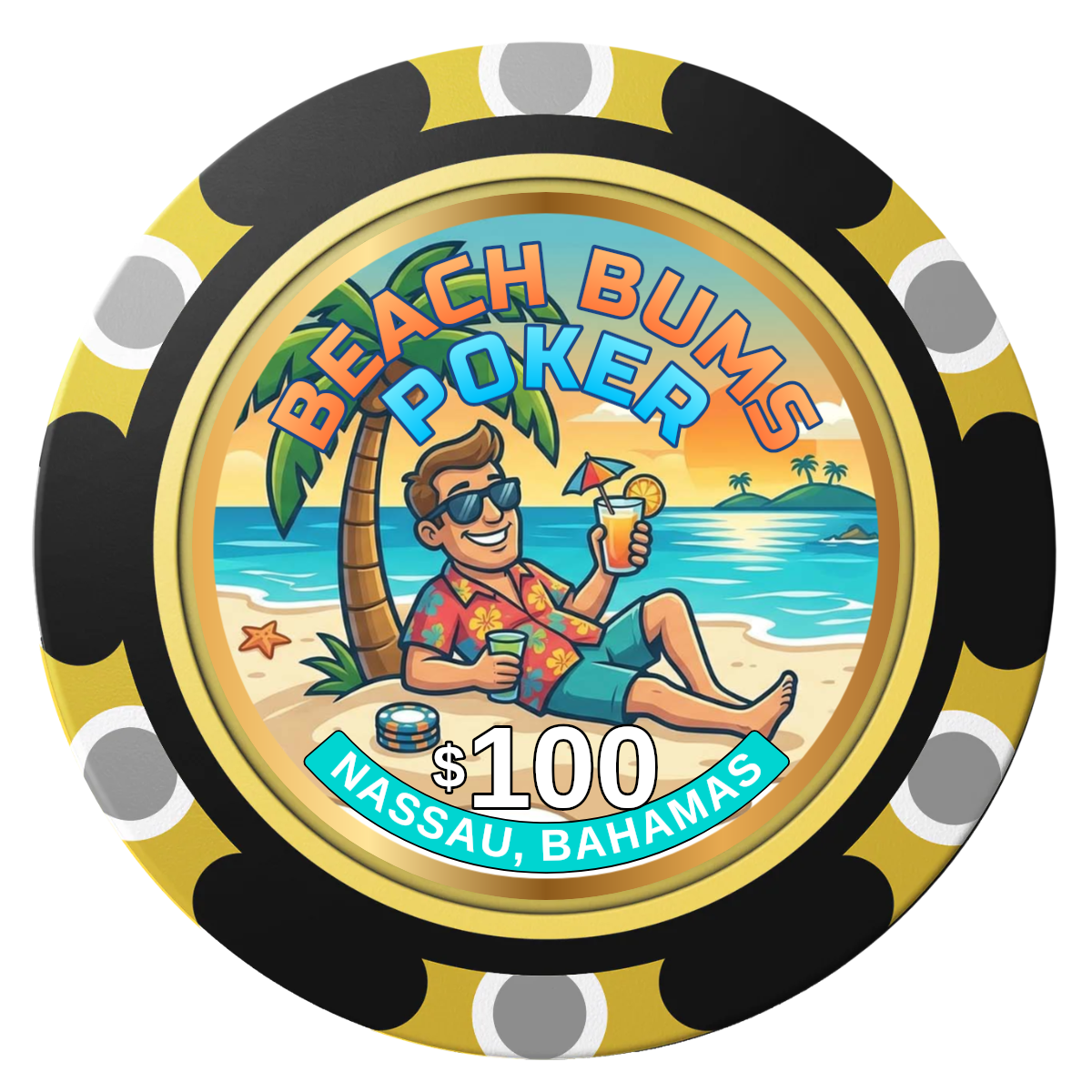 Sandy's Casino Clay Poker Chips - Black / Monte Carlo / 40mm - Front