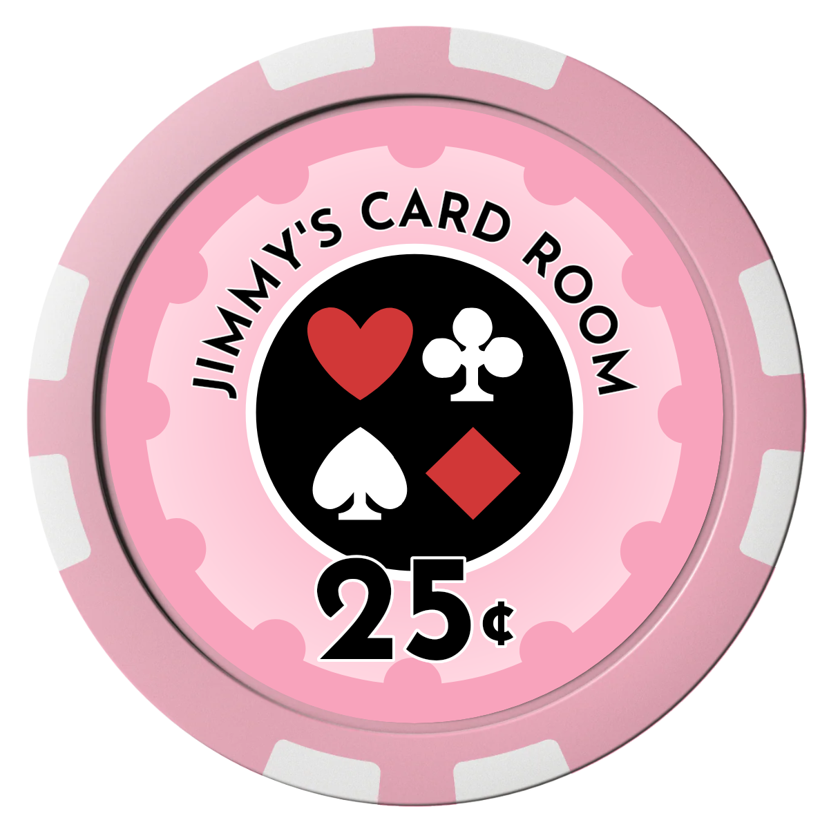 Your Four Suits Composite Poker Chips - Pink / 8 Stripe - Front