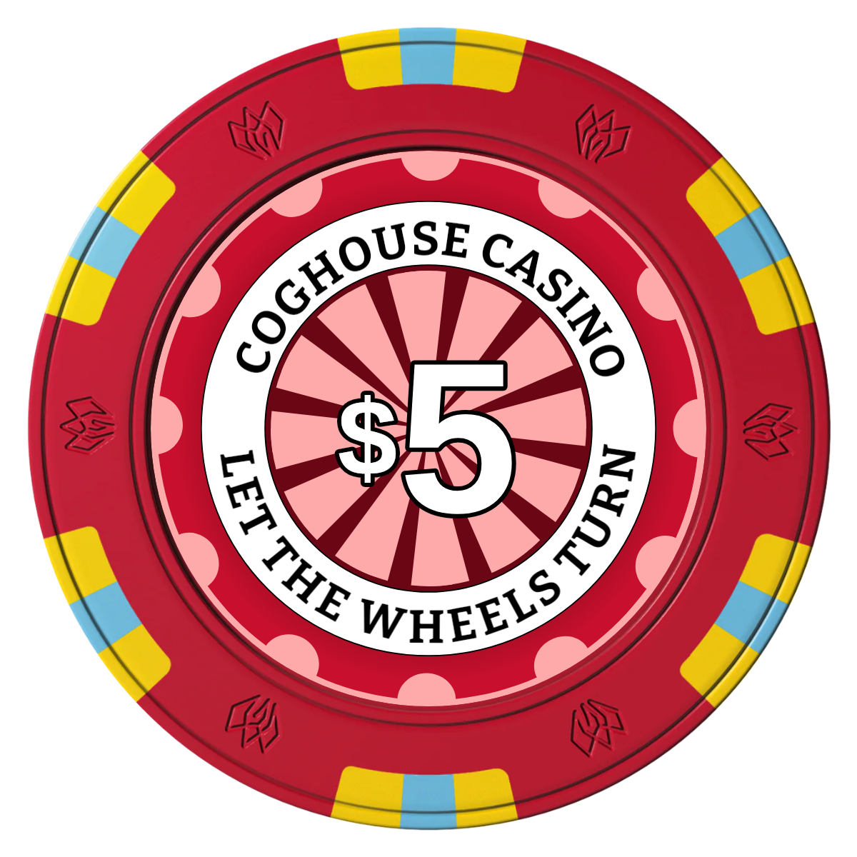 Cog House Clay Poker Chips - Red / 6 Spot Gem / 43mm - Front