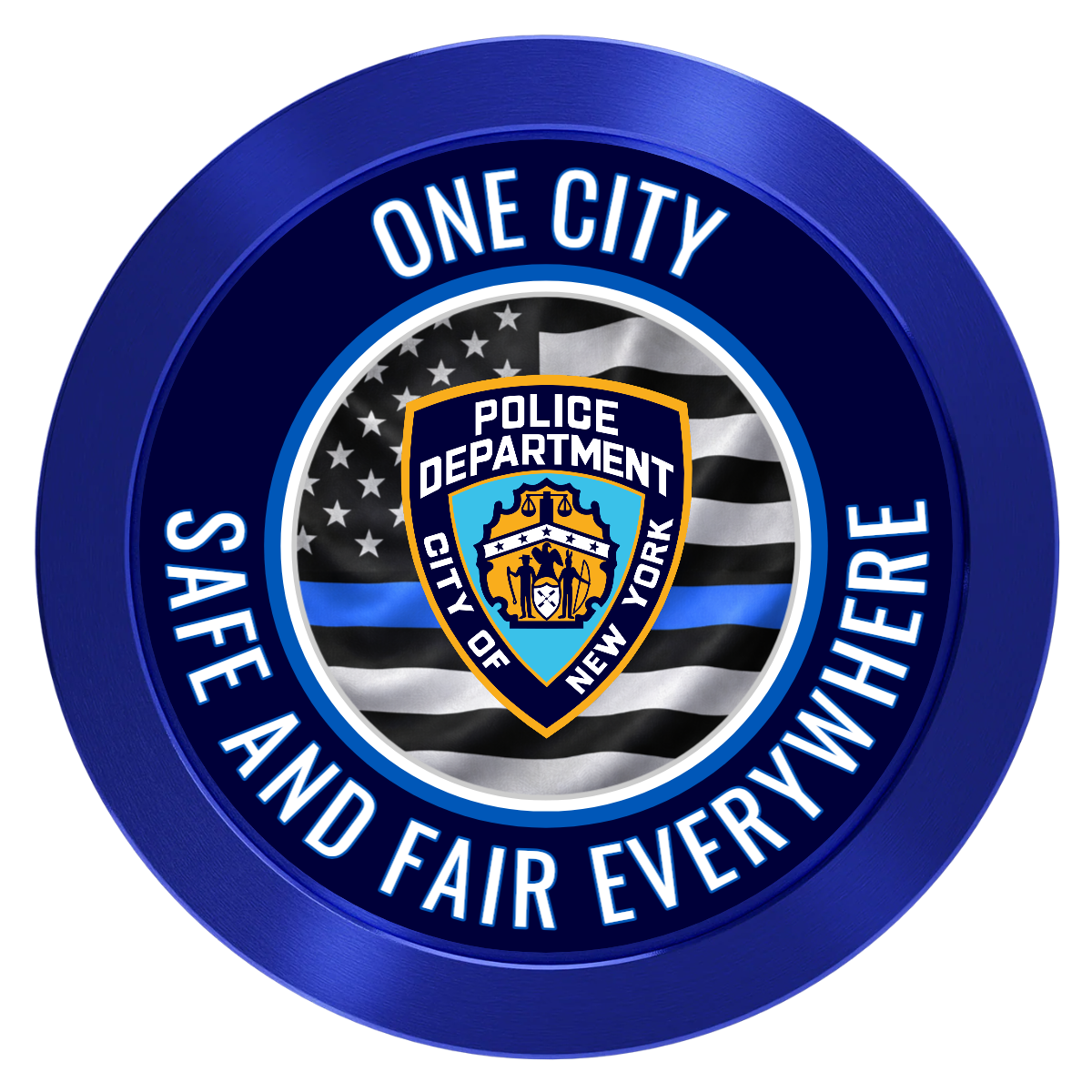 NYPD Safe and Fair Aluminum Poker Chips - Blue - Back