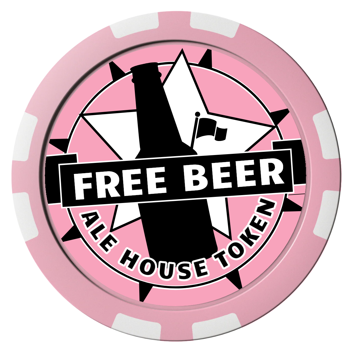 Free Beer Drink Composite Poker Chips - Pink / 8 Stripe - Front