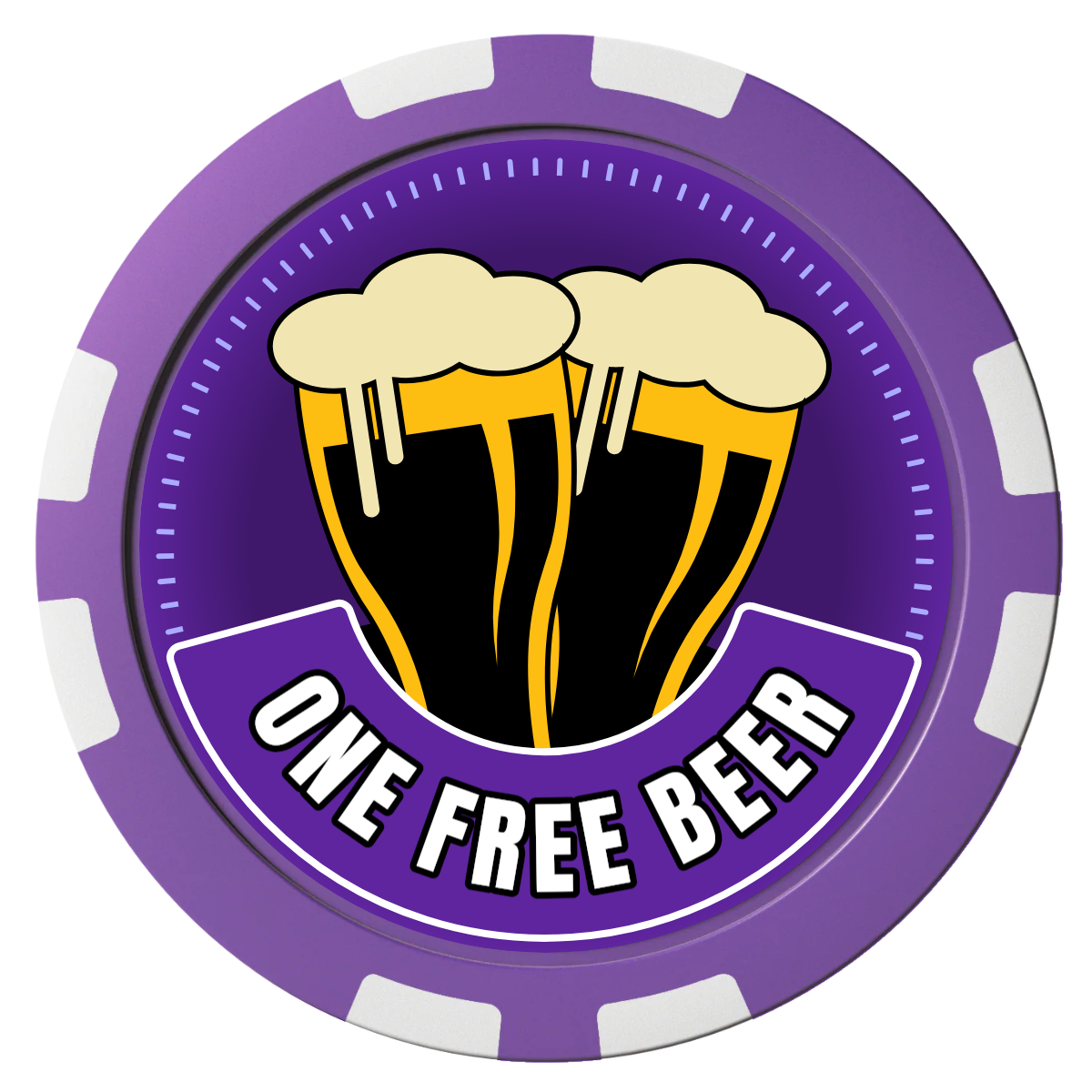 Double Pint 2 Composite Poker Chips - Purple / 8 Stripe - Front