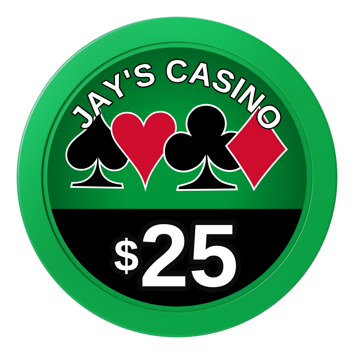 Jay's Casino 2" Oversized Poker Chips - Green - Back