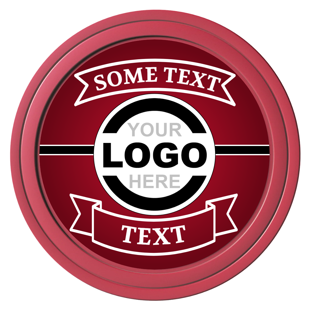 Double Banner Composite Poker Chips - Red / Solid - Front