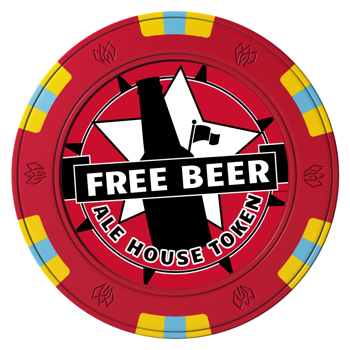 Free Beer Drink Clay Poker Chips - Red / 6 Spot Gem / 43mm - Front