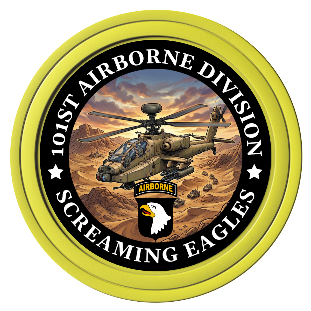 Army Airborne Composite Poker Chips - Yellow / Solid - Front