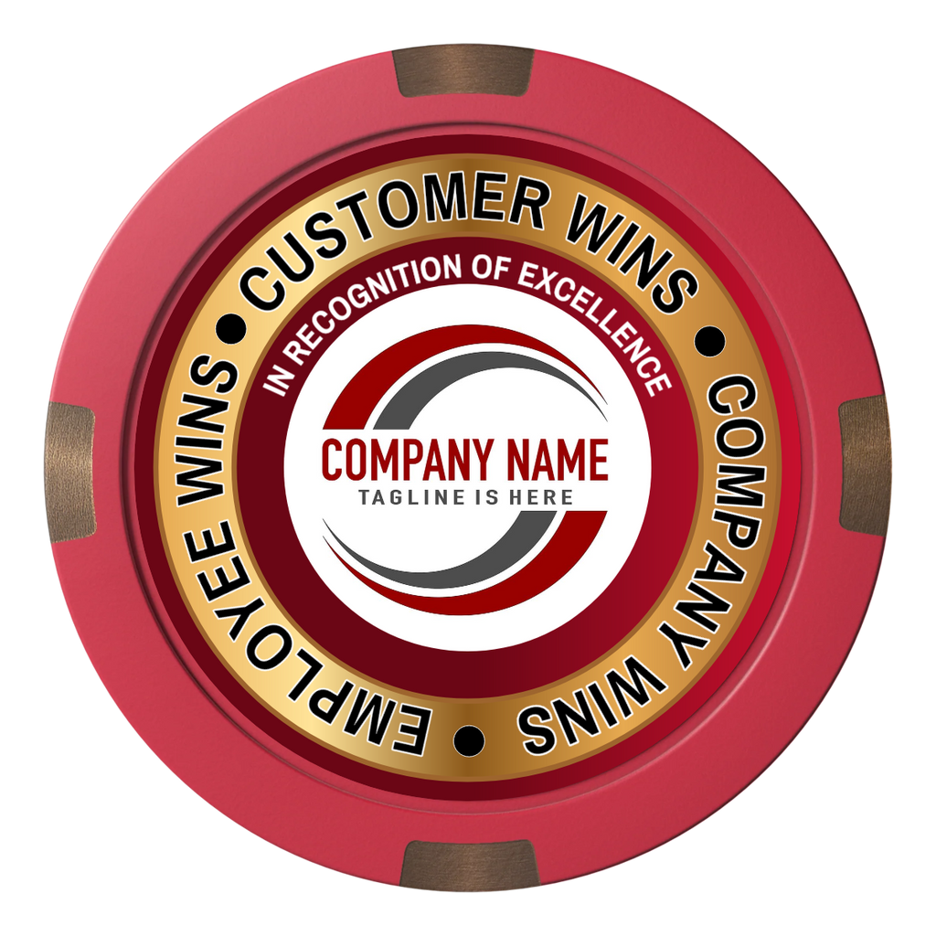 Gold Standard Composite & Metal Hybrid Poker Chips - Red - Front