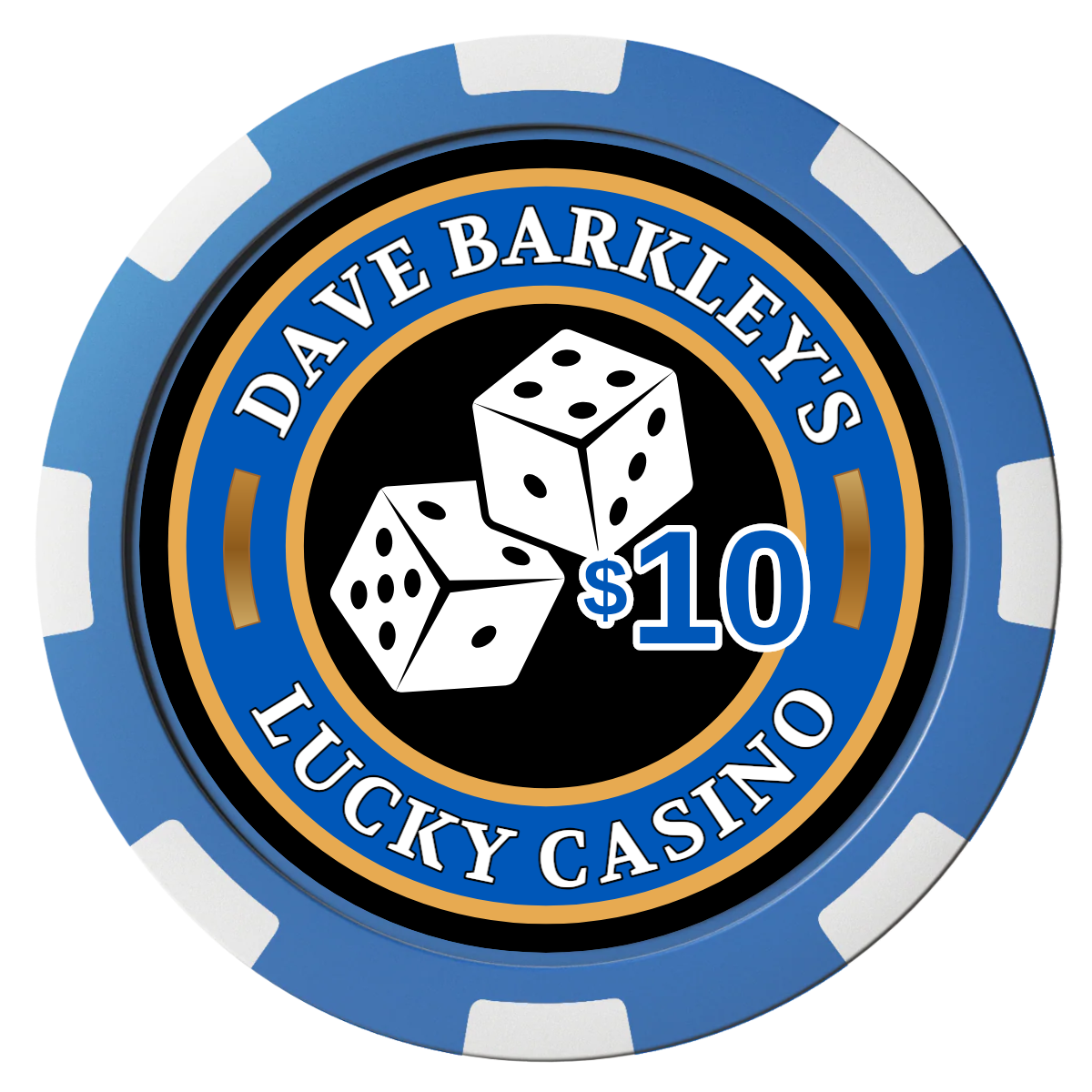 Dave's Lucky Casino Composite Poker Chips - Blue / 8 Spot - Front