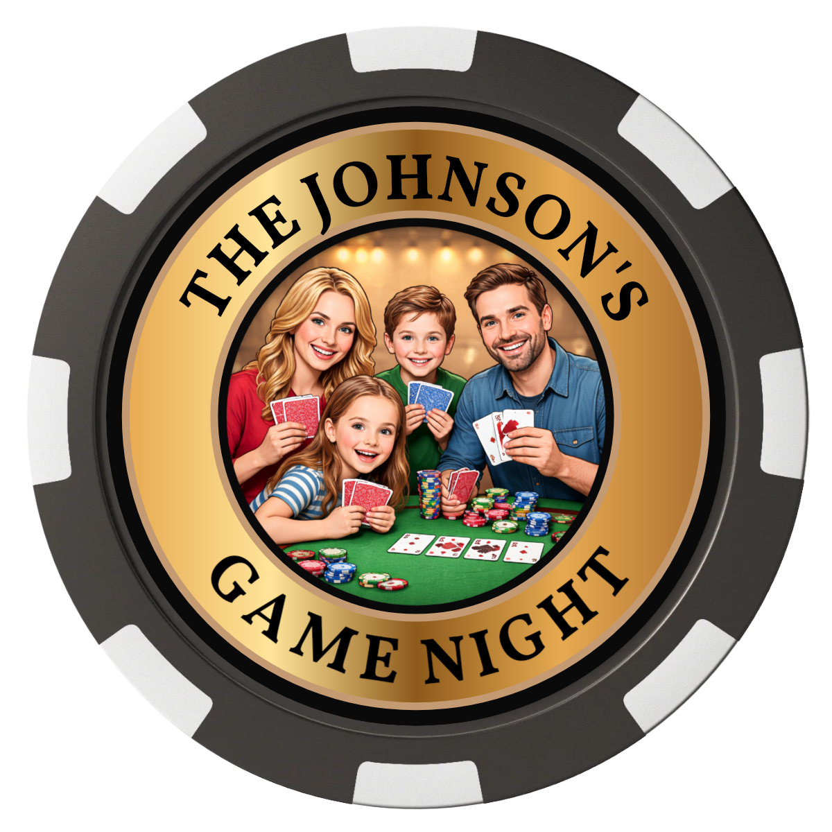 Family Game Night Composite Poker Chips - Black / 8 Spot - Back