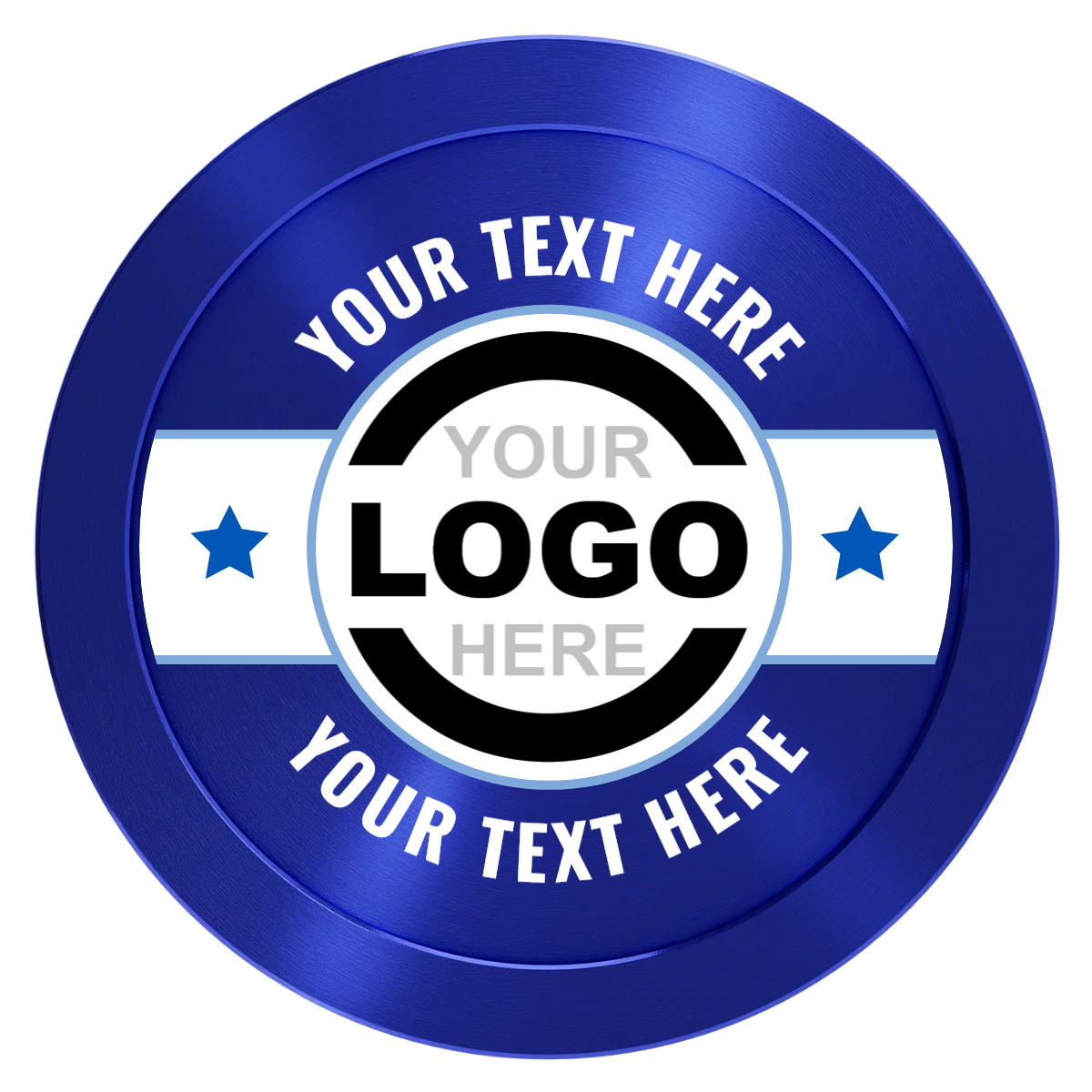 Star Banner Aluminum Poker Chips - Blue - Front