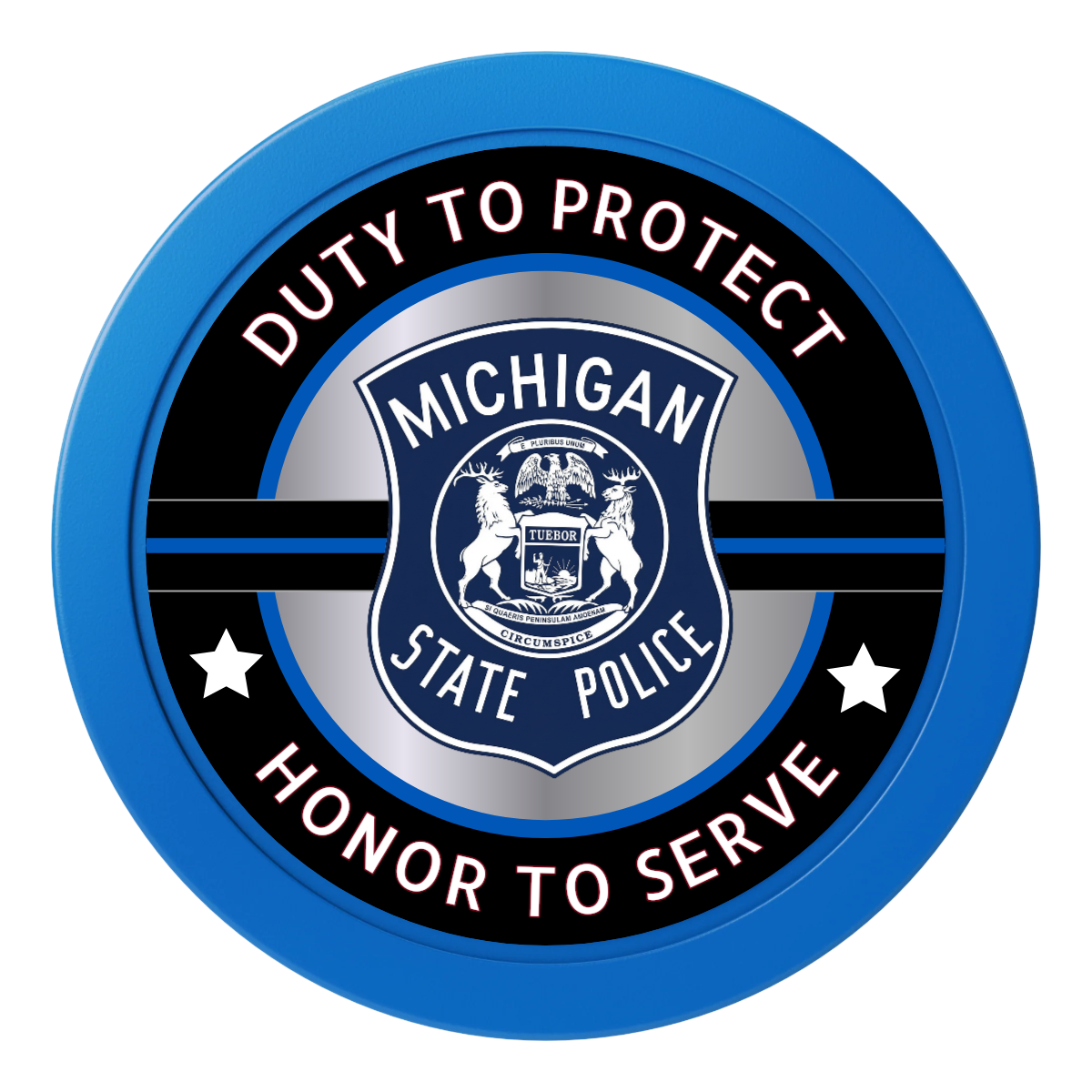 Police Department #01 2" Oversized Poker Chips - Blue - Back