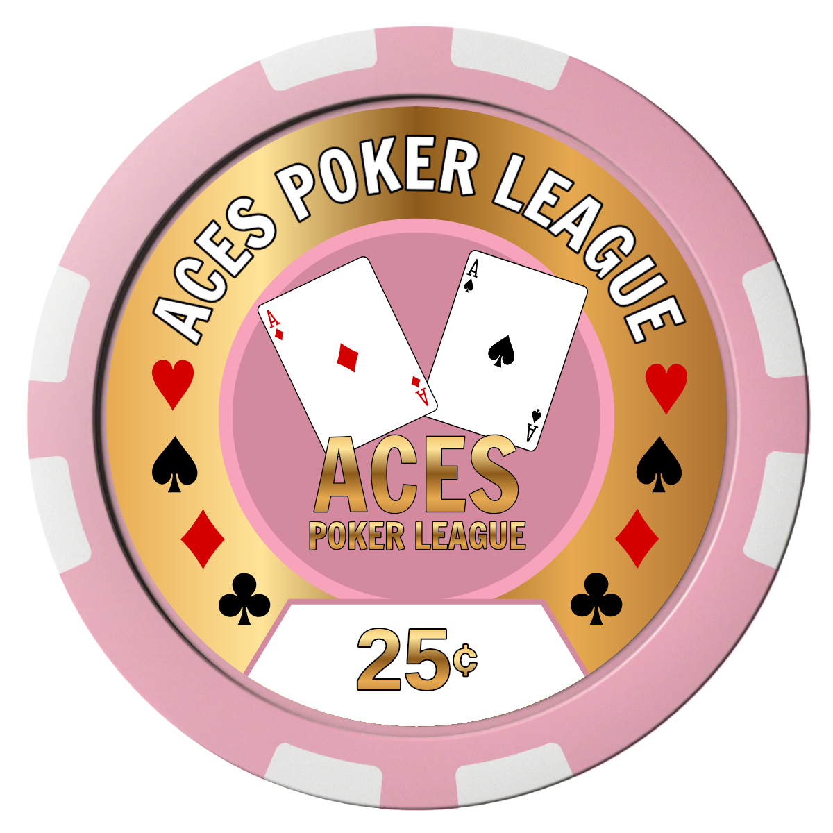 Aces Poker League Composite Poker Chips - Pink / 8 Stripe - Front