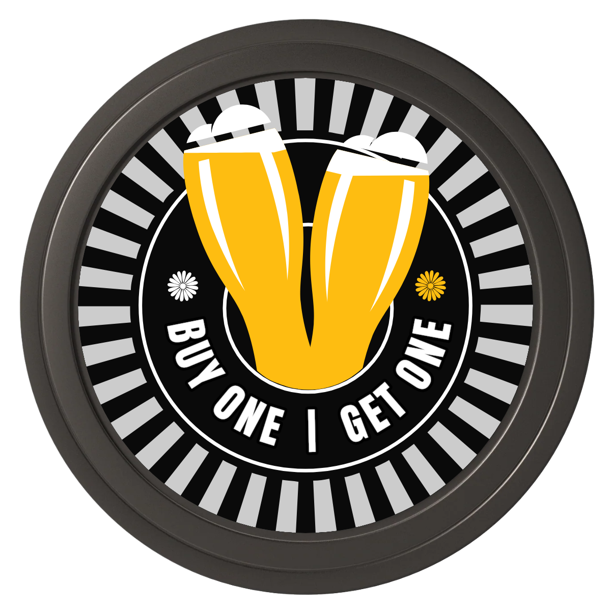 Double Pint Composite Poker Chips - Black / Solid - Back