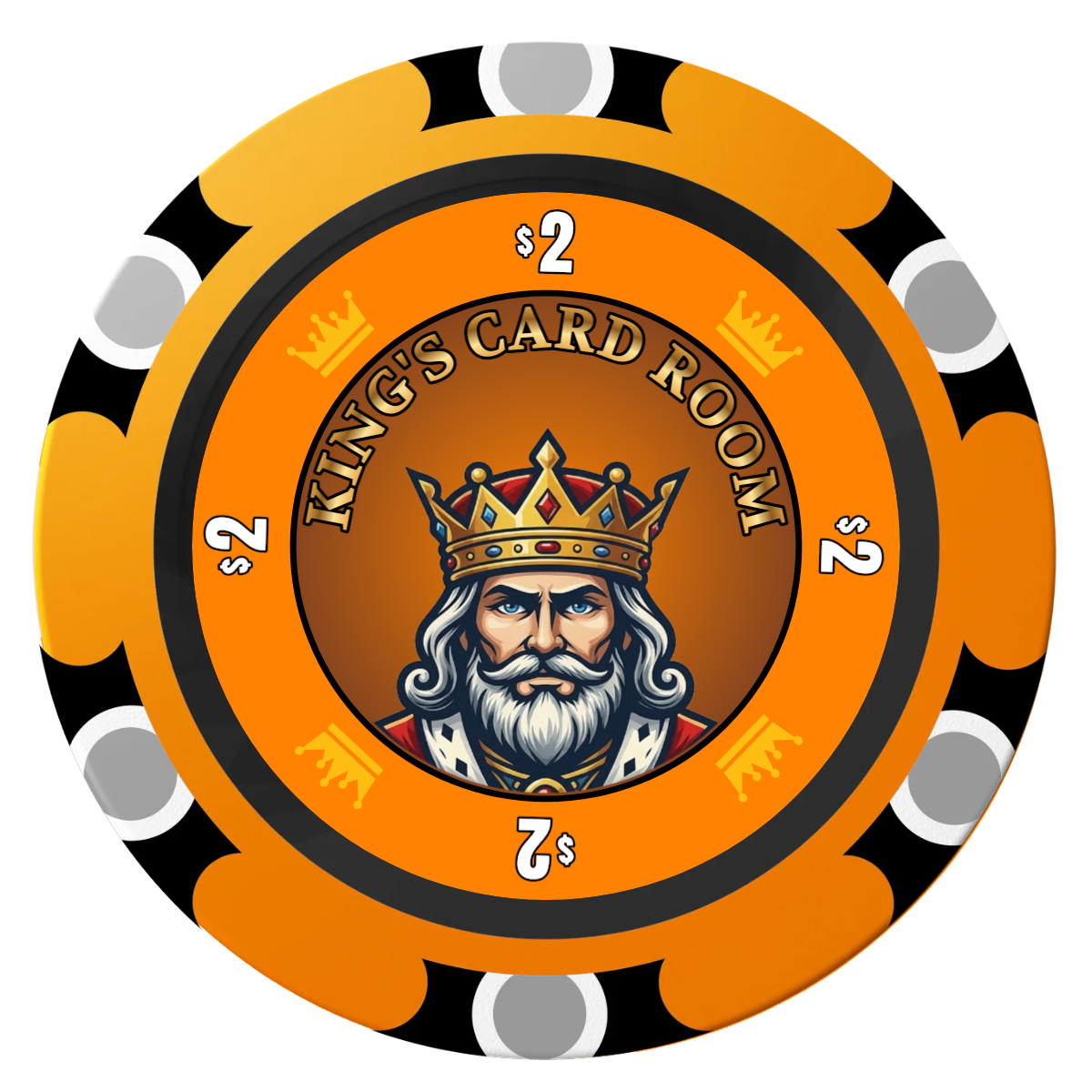 Kings Clay Poker Chips - Orange / Monte Carlo / 40mm - Front