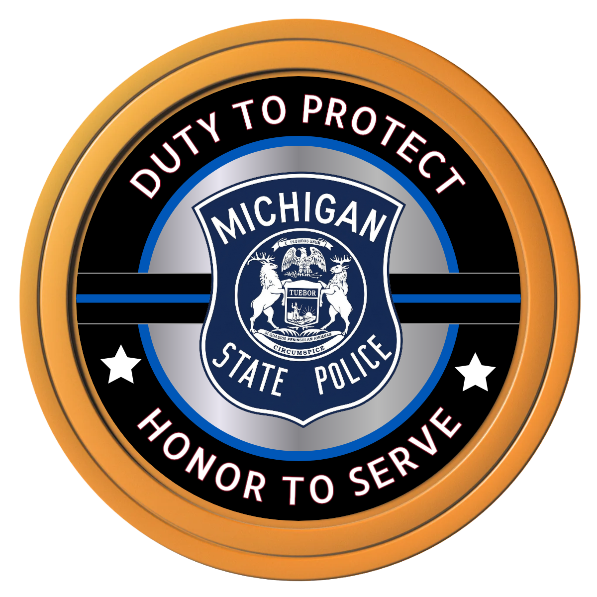 Police Department #01 Composite Poker Chips - Orange / Solid - Front