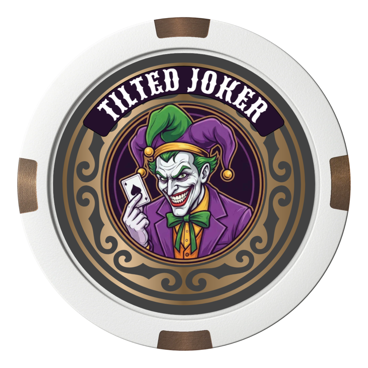 Tilted Joker Composite & Metal Hybrid Poker Card Protectors - White - Back