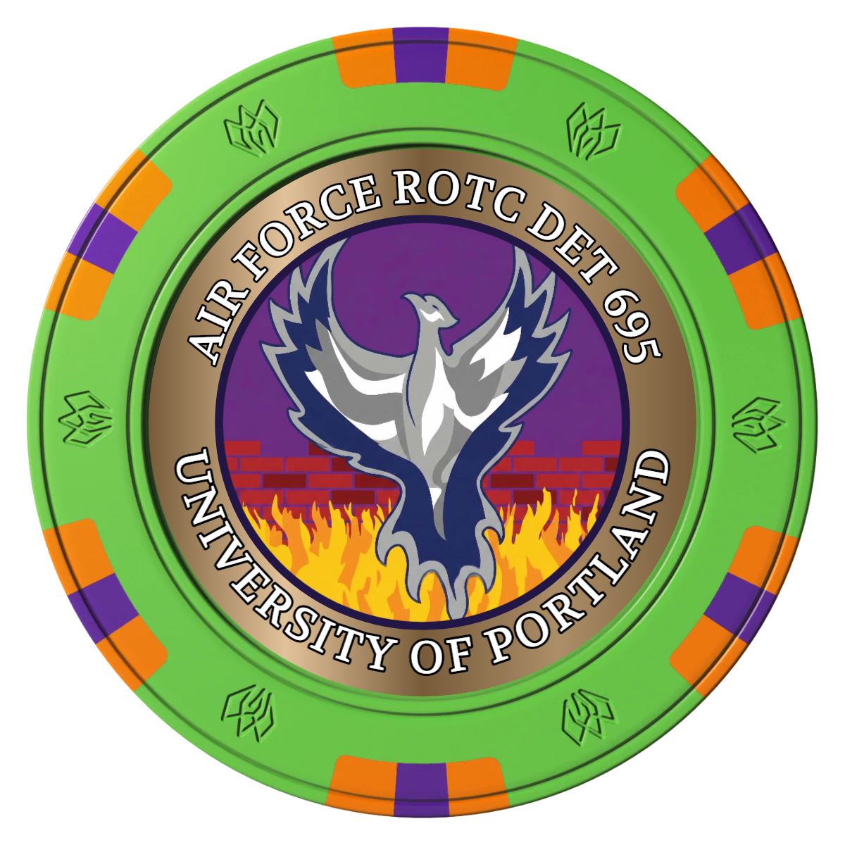 Air Force ROTC Det 695 Clay Poker Chips - Green / 6 Spot Gem / 43mm - Front