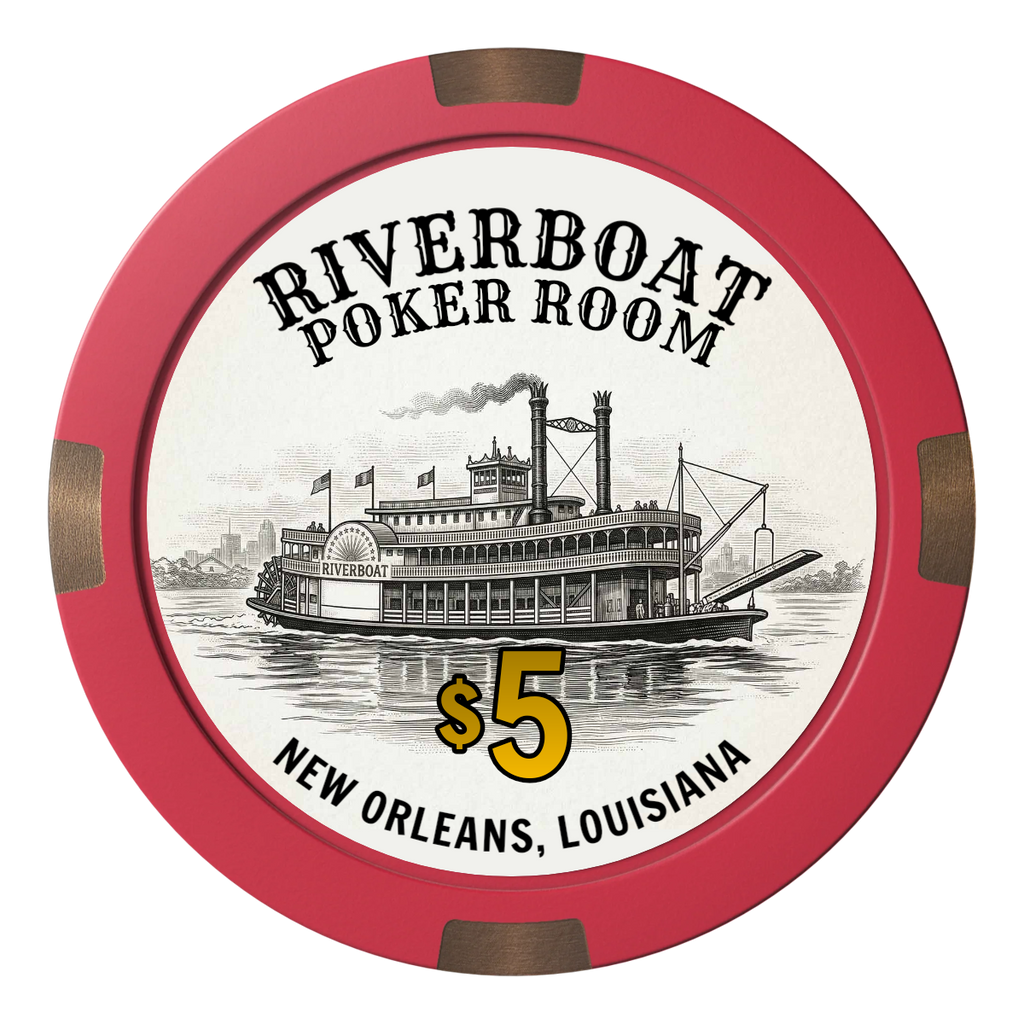 Riverboat Poker Room Composite & Metal Hybrid Poker Chips - Red - Front