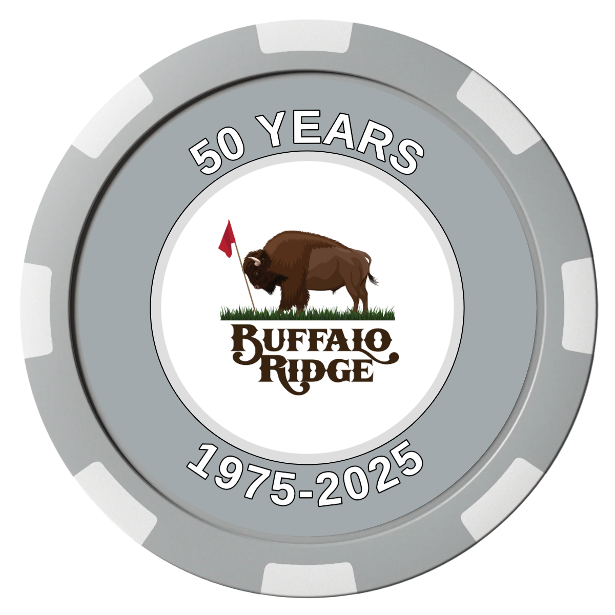 Branded Golf Pro Shop Composite Poker Chips - Gray / 8 Spot - Front