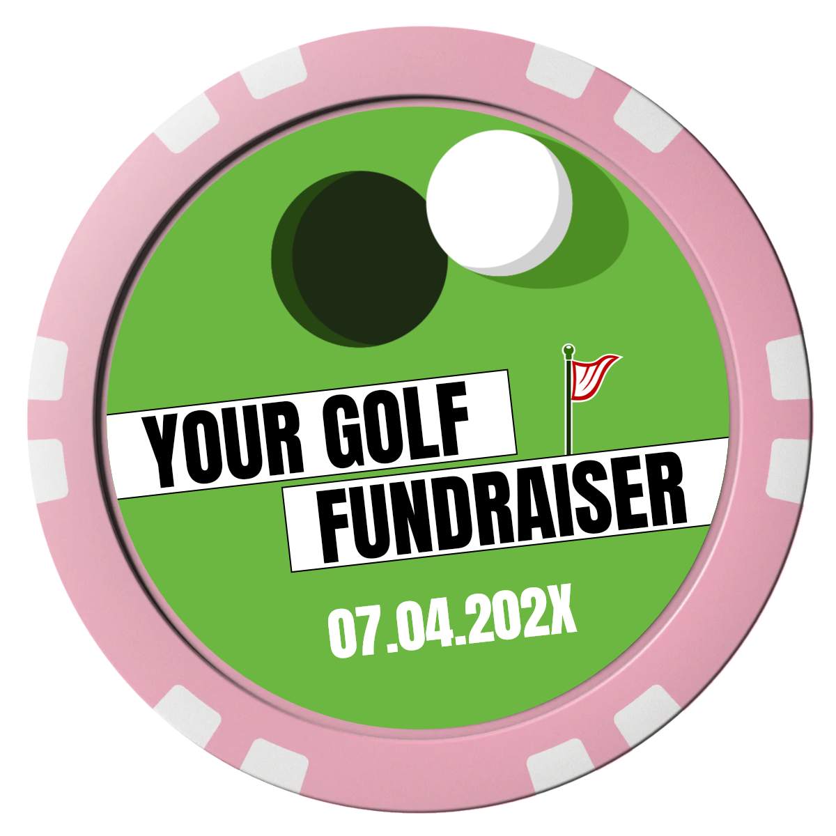 Putting Around Tournament Composite Poker Chips - Pink / Double Stripe - Front