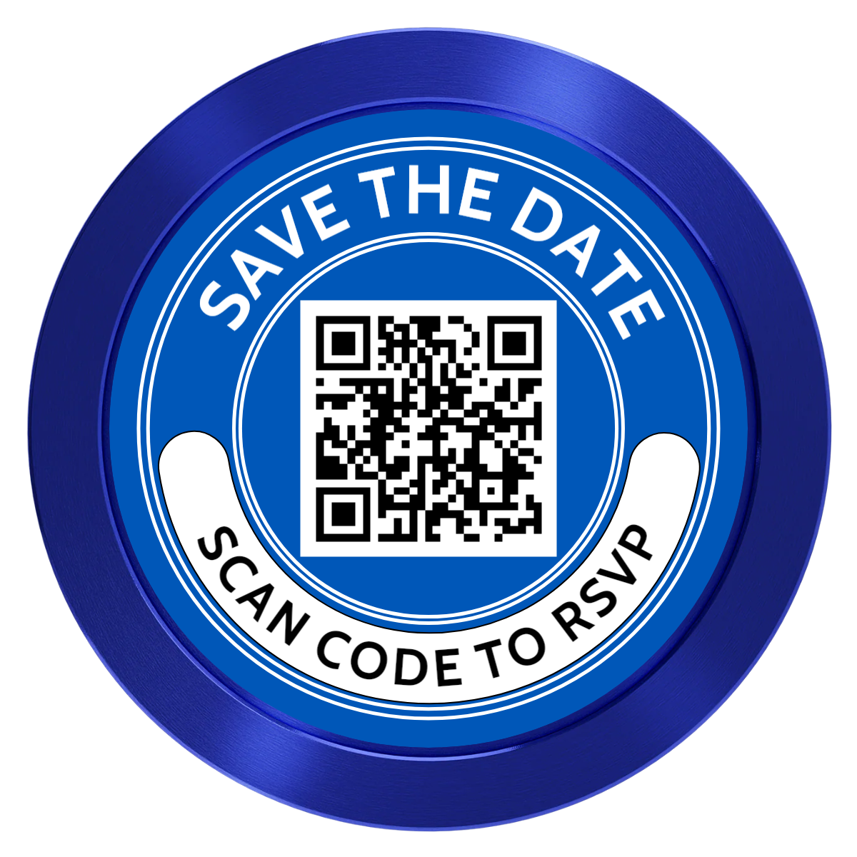 Save the Date Photo QR Code Aluminum Poker Chips - Blue - Back