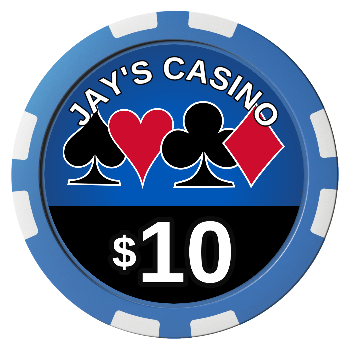 Jay's Casino Composite Poker Chips - Blue / 8 Stripe - Front