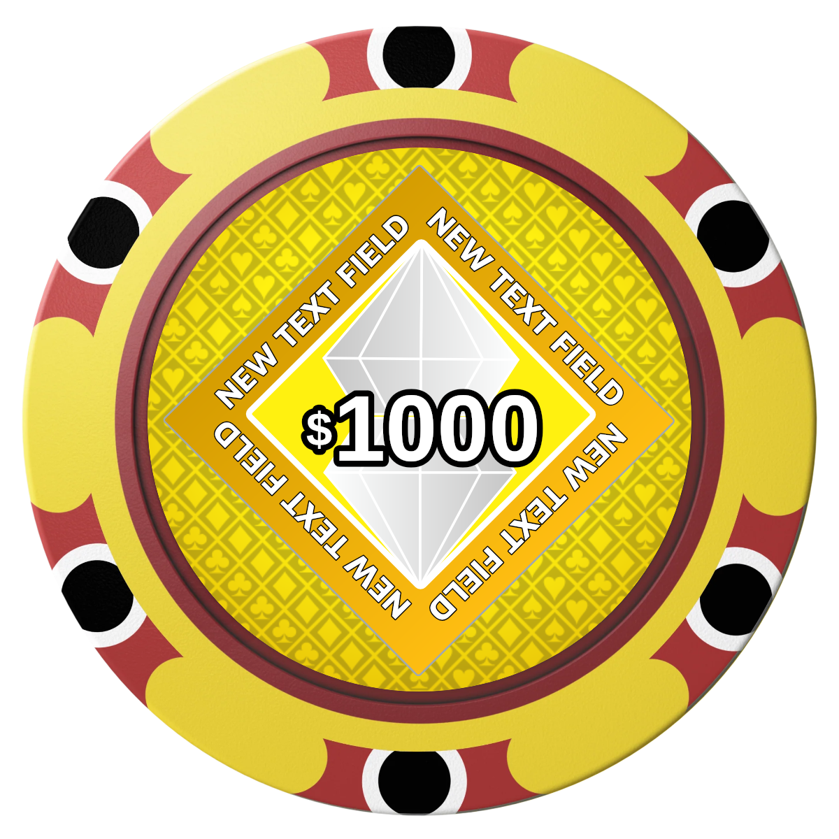 Diamond in the Rough Clay Poker Chips - Yellow / Monte Carlo / 40mm - Front