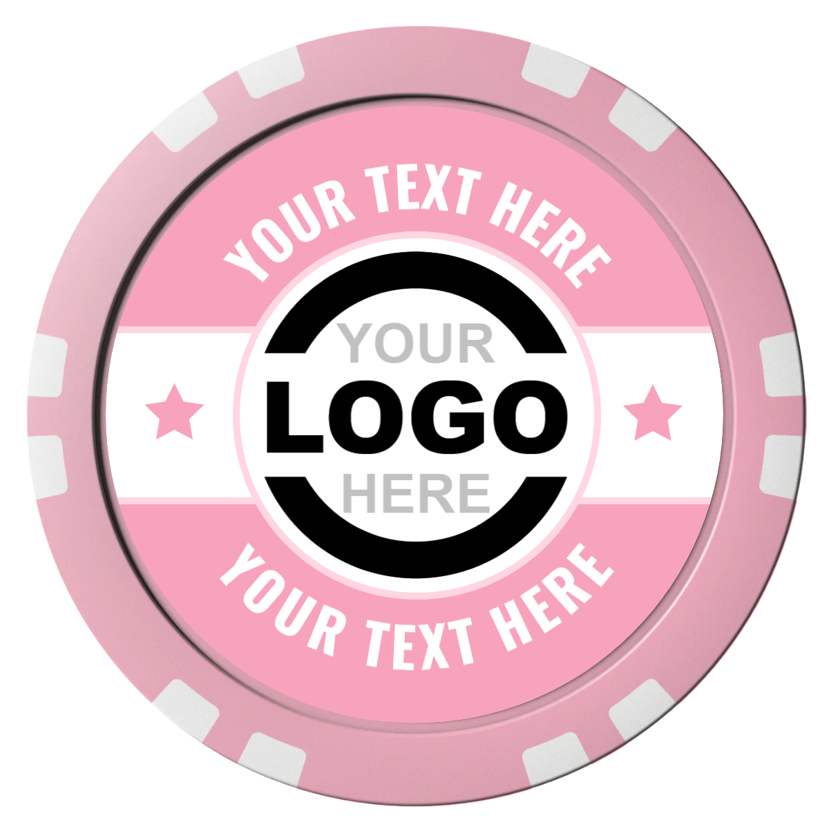 Star Banner Composite Poker Chips - Pink / Double Stripe - Front