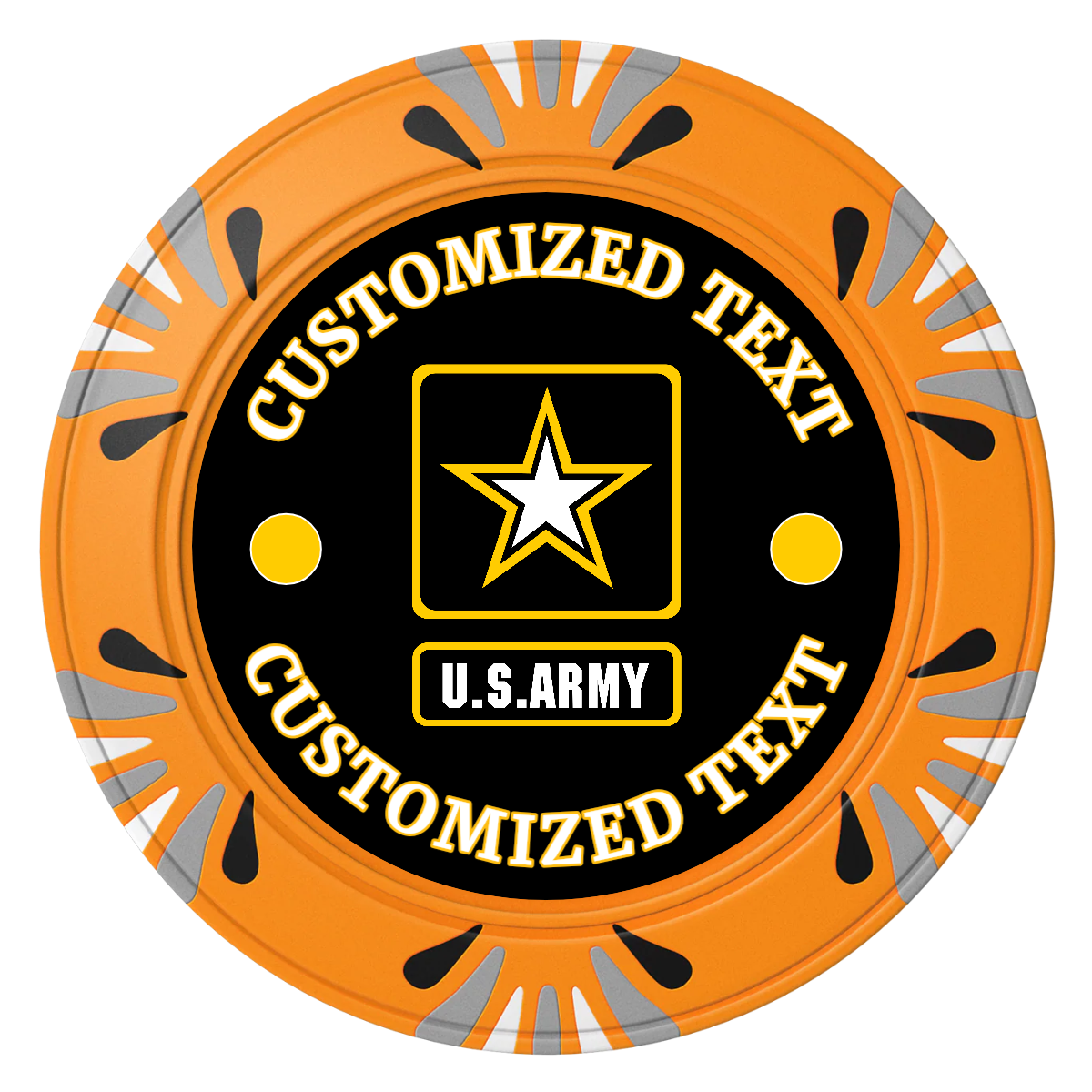 Army Strong Clay Poker Chips - Orange / Macau / 40mm - Front