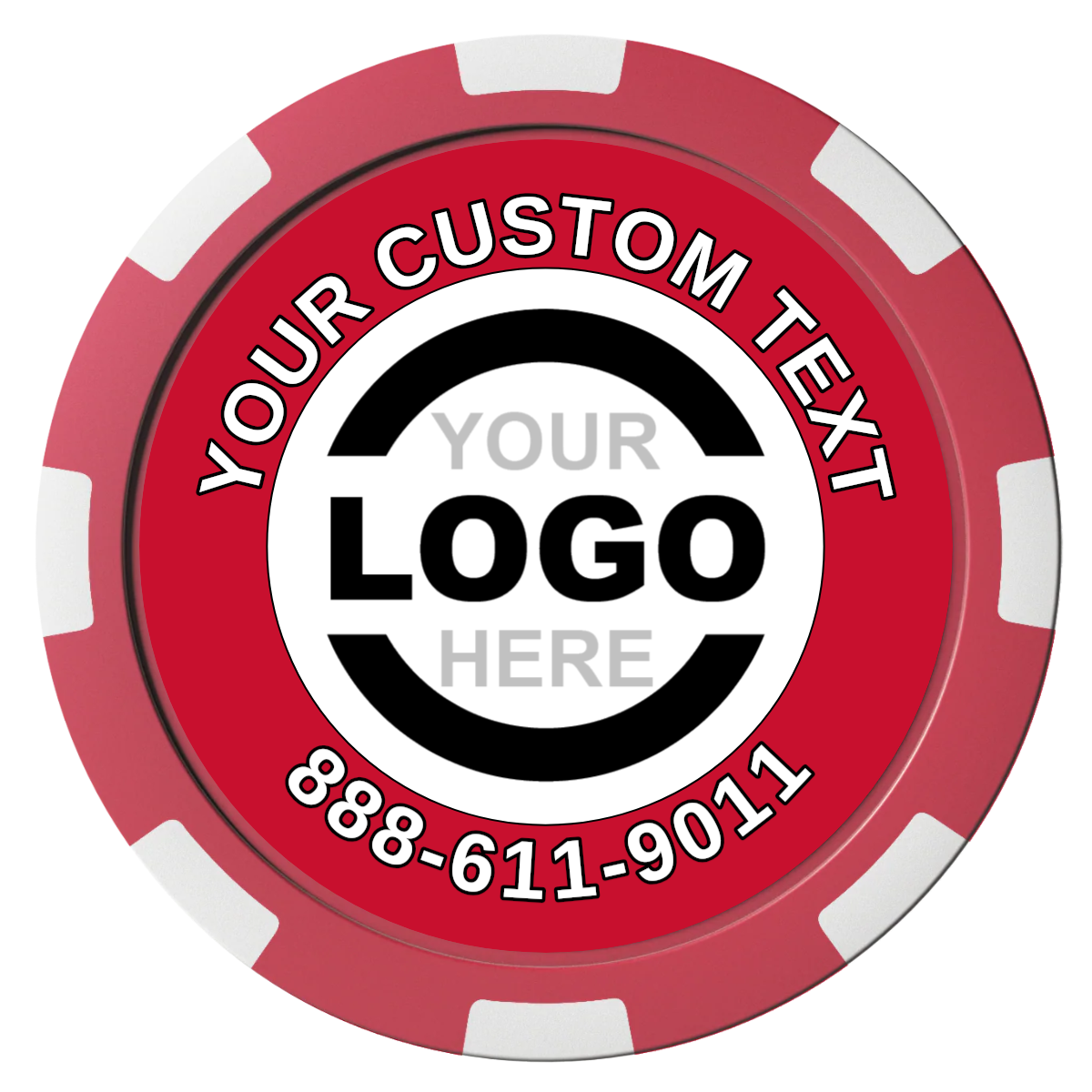 Branded Logo Magnetic Composite Poker Chips - Red / 8 Spot - Front