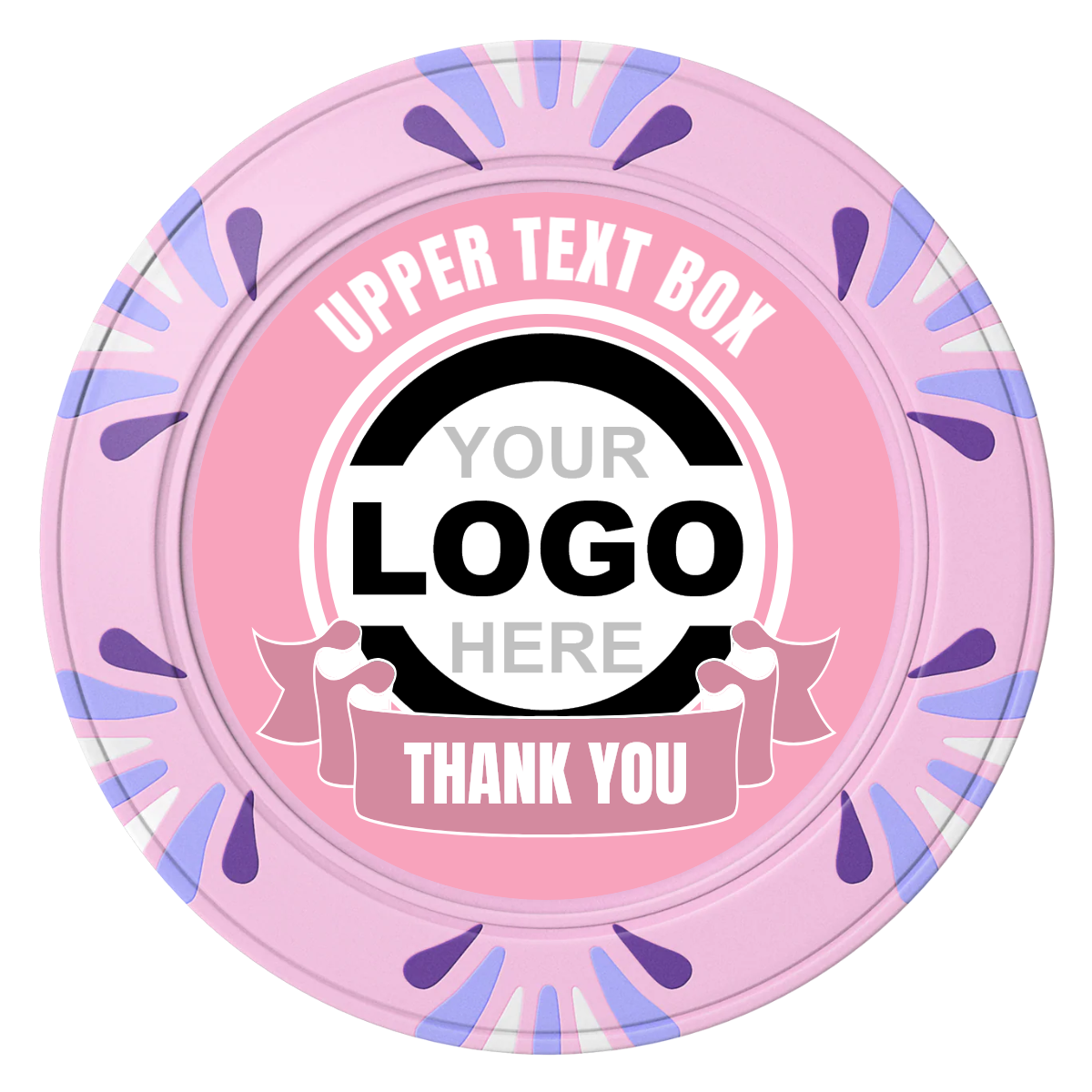 Lower Banner Clay Poker Chips - Pink / Macau / 40mm - Front