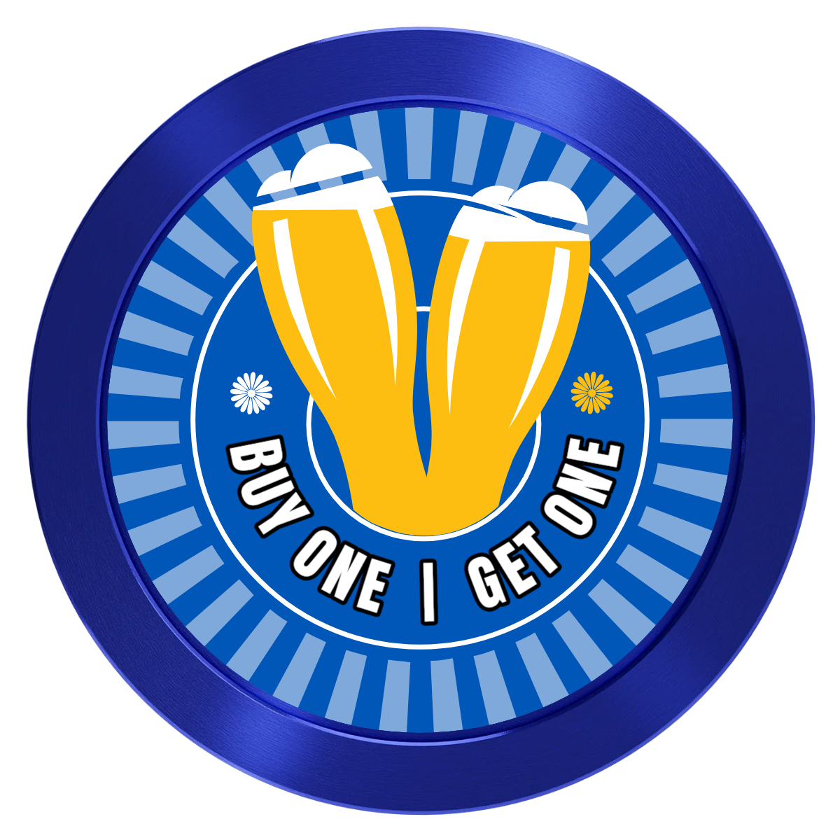 Double Pint Aluminum Poker Chips - Blue - Front