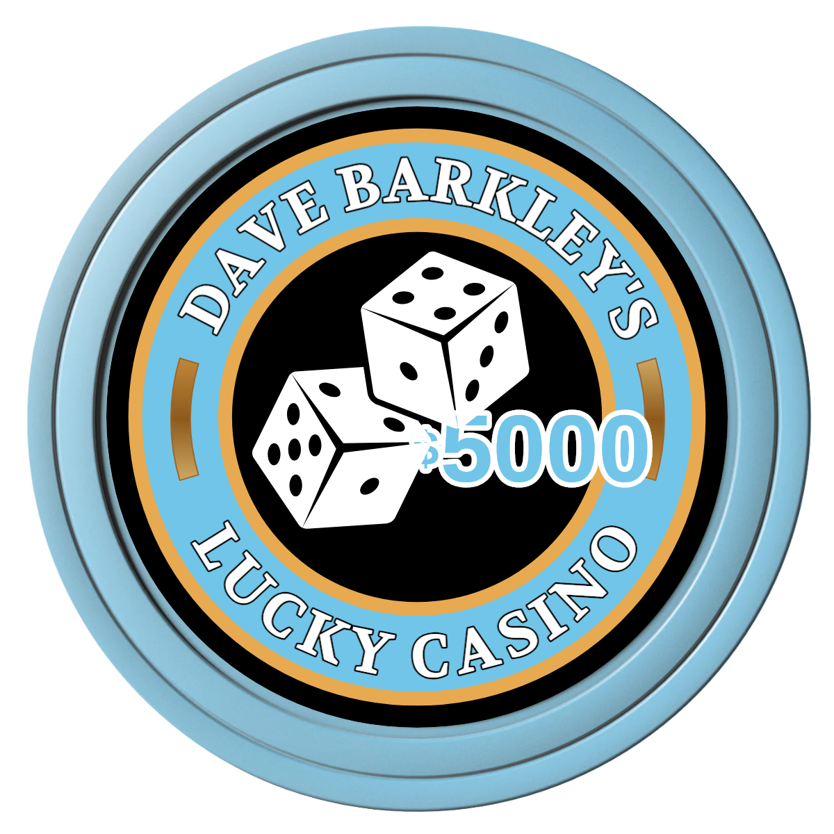 Dave's Lucky Casino Composite Poker Chips - Light Blue / Solid - Front