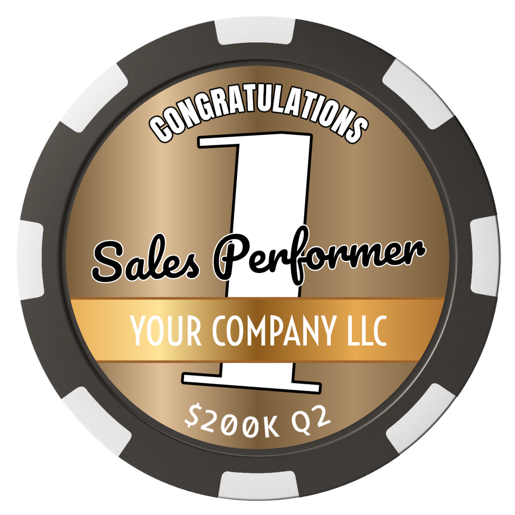 Top Sales Performer Composite Poker Chips - Black / 8 Spot - Front